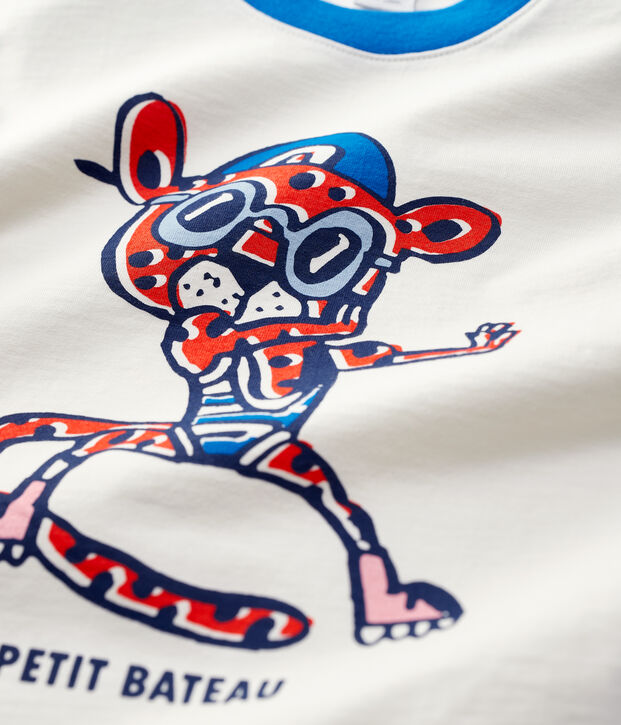 Tee-shirt manches courtes  enfant fille / gar&ccedil;on blanc/bleu